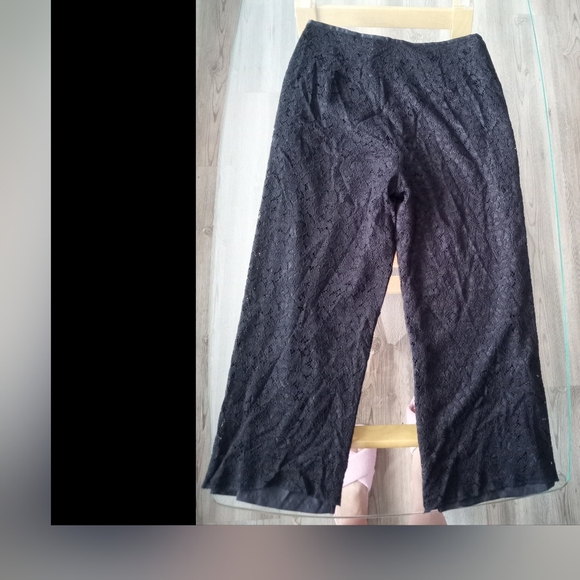 Chic Black Lace Wide Leg Pants - Picture 5 of 5